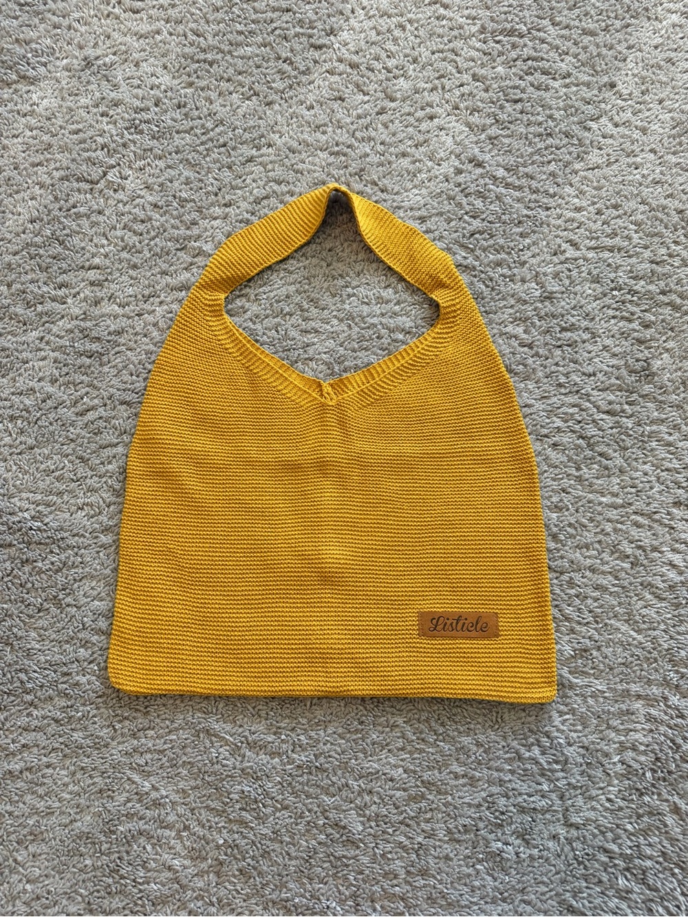 Listicle Golden Yellow Knit Shoulder Tote